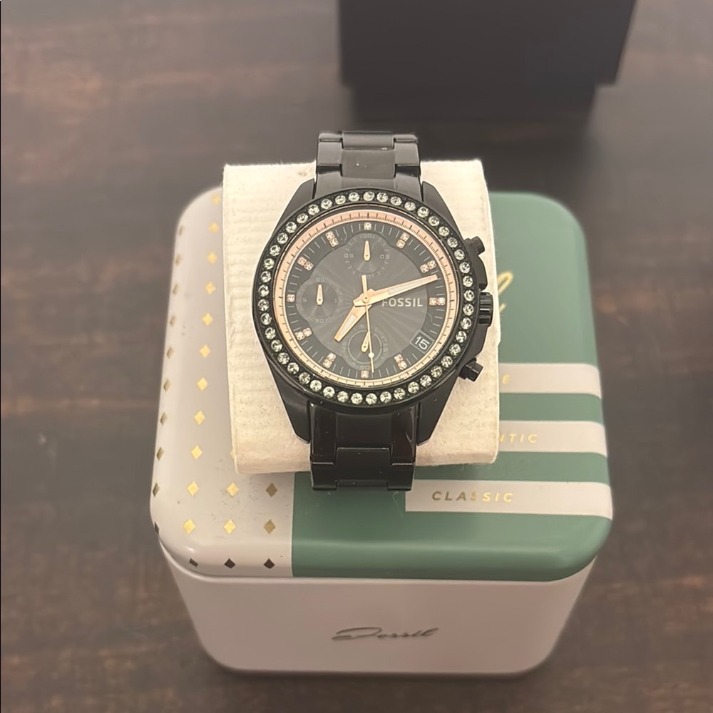 Fossil Black and Rose Gold Women's Watch